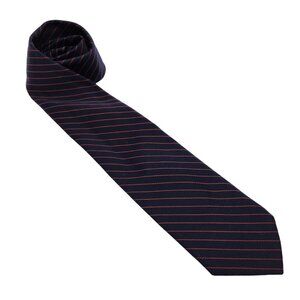 Vintage Ketch Men's Navy‎ Blue & Red Striped Tie Necktie Skinny 100% Polyester